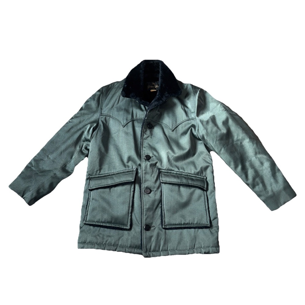 VTG Golden Fleece Jacket Men's 40 Dark Green Parka Coat Fur Lined Western Yoke